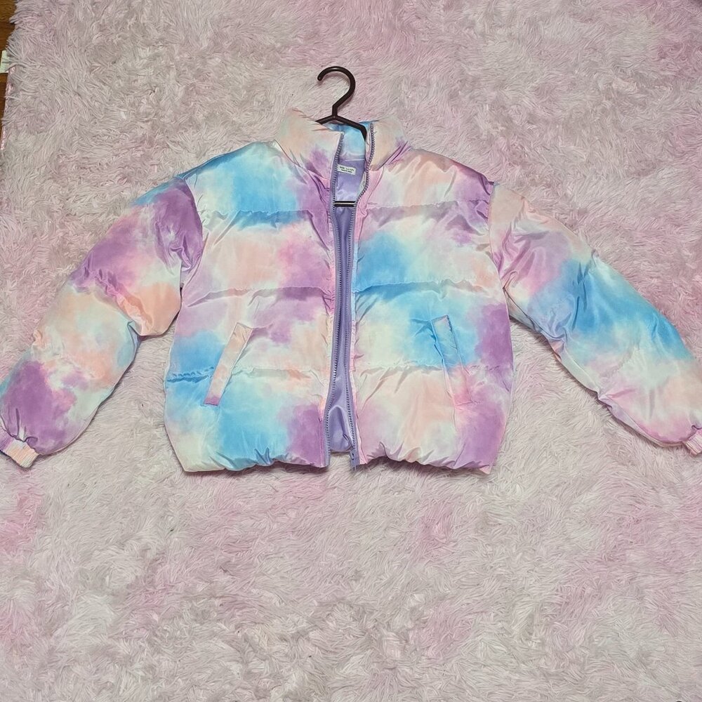 Girls puffer coat tie dye